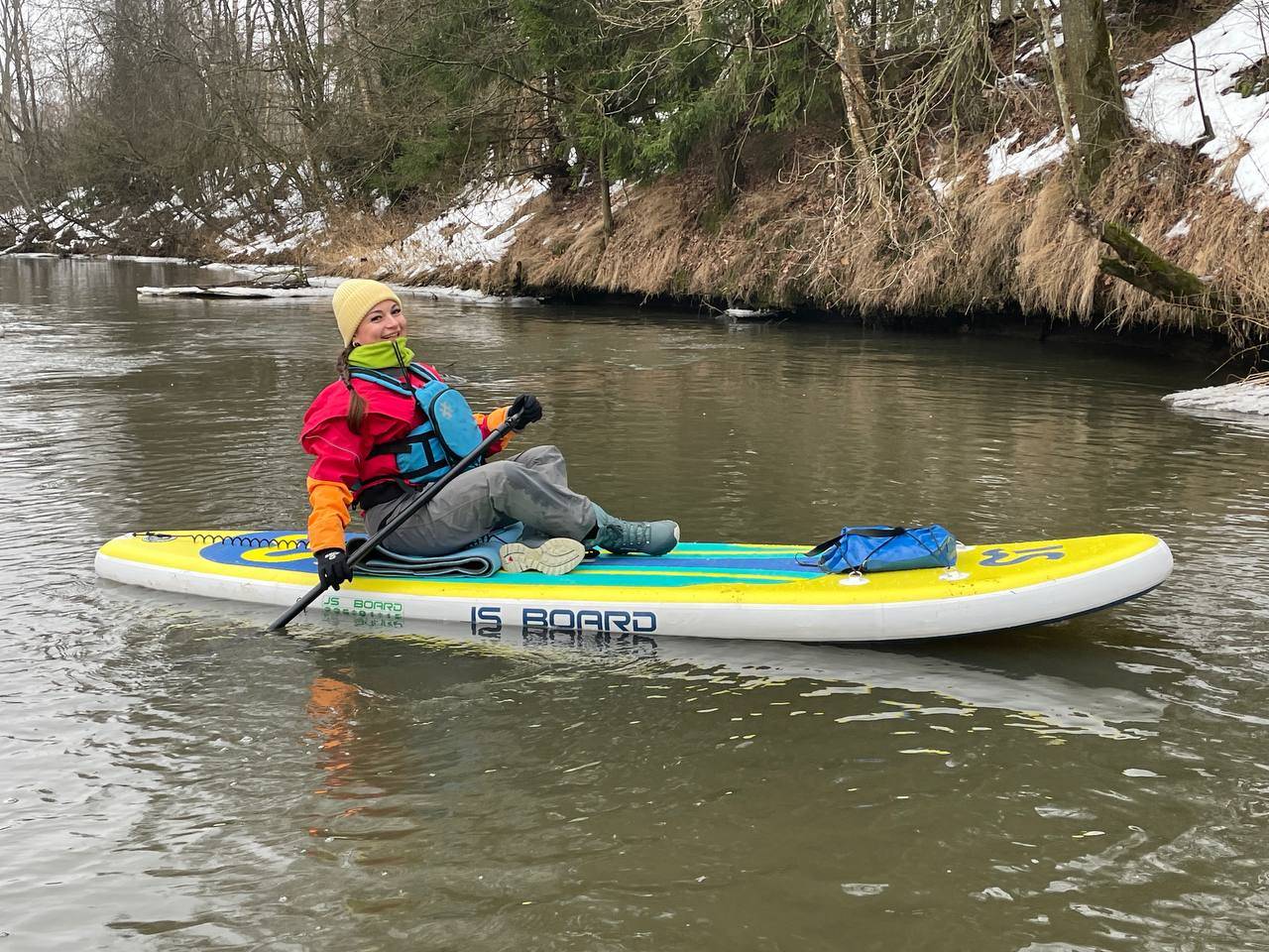 Однодневный зимний сплав на сапах по реке Воря