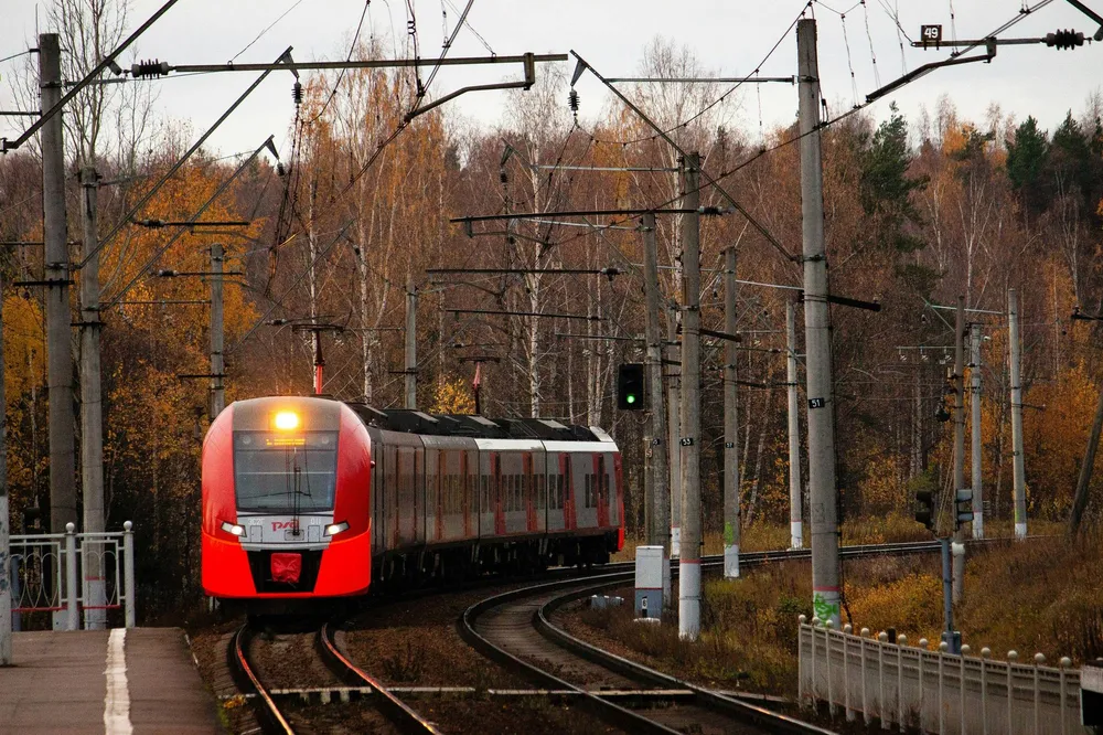 Скоростной поезд Ласточка едет из Москвы в Ярославль