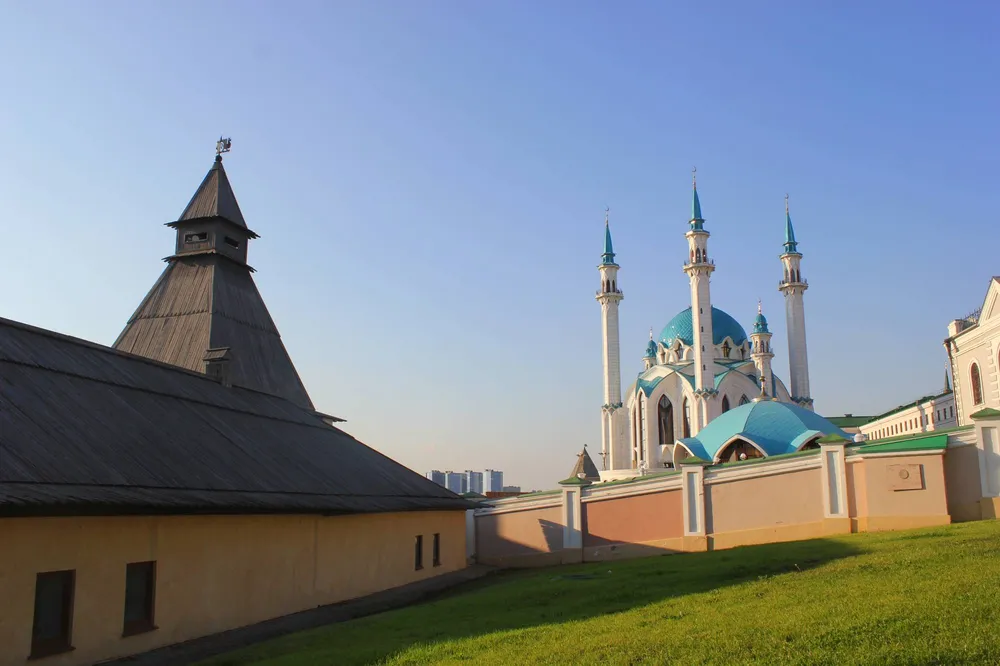 Мечеть Кул-Шариф за стенами Казанского кремля в Татарстане
